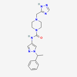 molecular formula C19H24N8O B7247335 N-[1-(1-phenylethyl)pyrazol-4-yl]-4-(1H-1,2,4-triazol-5-ylmethyl)piperazine-1-carboxamide 