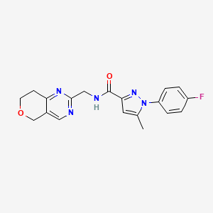 molecular formula C19H18FN5O2 B7247386 N-(7,8-dihydro-5H-pyrano[4,3-d]pyrimidin-2-ylmethyl)-1-(4-fluorophenyl)-5-methylpyrazole-3-carboxamide 