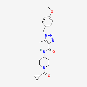 molecular formula C21H27N5O3 B7247682 N-[1-(cyclopropanecarbonyl)piperidin-4-yl]-1-[(4-methoxyphenyl)methyl]-5-methyltriazole-4-carboxamide 