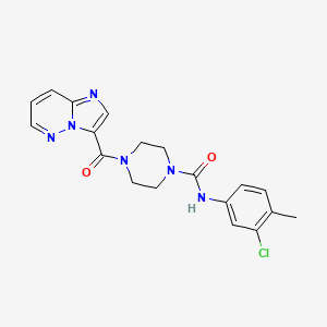 molecular formula C19H19ClN6O2 B7247698 N-(3-chloro-4-methylphenyl)-4-(imidazo[1,2-b]pyridazine-3-carbonyl)piperazine-1-carboxamide 