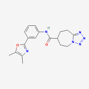 molecular formula C18H20N6O2 B7247719 N-[3-(4,5-dimethyl-1,3-oxazol-2-yl)phenyl]-6,7,8,9-tetrahydro-5H-tetrazolo[1,5-a]azepine-7-carboxamide 