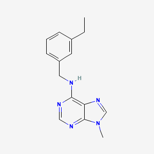 molecular formula C15H17N5 B7247804 N-[(3-ethylphenyl)methyl]-9-methylpurin-6-amine 