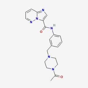 molecular formula C20H22N6O2 B7247868 N-[3-[(4-acetylpiperazin-1-yl)methyl]phenyl]imidazo[1,2-b]pyridazine-3-carboxamide 