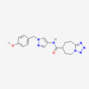 molecular formula C18H21N7O2 B7247892 N-[1-[(4-methoxyphenyl)methyl]pyrazol-4-yl]-6,7,8,9-tetrahydro-5H-tetrazolo[1,5-a]azepine-7-carboxamide 