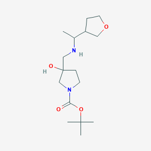 molecular formula C16H30N2O4 B7251207 Tert-butyl 3-hydroxy-3-[[1-(oxolan-3-yl)ethylamino]methyl]pyrrolidine-1-carboxylate 
