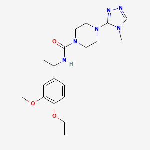 molecular formula C19H28N6O3 B7251526 N-[1-(4-ethoxy-3-methoxyphenyl)ethyl]-4-(4-methyl-1,2,4-triazol-3-yl)piperazine-1-carboxamide 