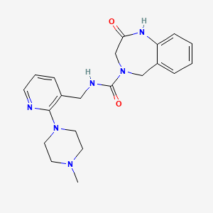 molecular formula C21H26N6O2 B7251531 N-[[2-(4-methylpiperazin-1-yl)pyridin-3-yl]methyl]-2-oxo-3,5-dihydro-1H-1,4-benzodiazepine-4-carboxamide 