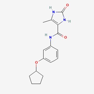 molecular formula C16H19N3O3 B7251574 N-(3-cyclopentyloxyphenyl)-5-methyl-2-oxo-1,3-dihydroimidazole-4-carboxamide 