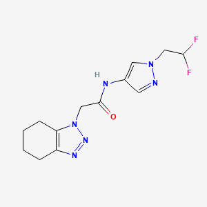molecular formula C13H16F2N6O B7251733 N-[1-(2,2-difluoroethyl)pyrazol-4-yl]-2-(4,5,6,7-tetrahydrobenzotriazol-1-yl)acetamide 