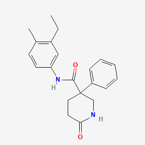 molecular formula C21H24N2O2 B7251752 N-(3-ethyl-4-methylphenyl)-6-oxo-3-phenylpiperidine-3-carboxamide 