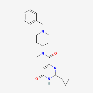 molecular formula C21H26N4O2 B7251753 N-(1-benzylpiperidin-4-yl)-2-cyclopropyl-N-methyl-6-oxo-1H-pyrimidine-4-carboxamide 