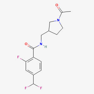 molecular formula C15H17F3N2O2 B7251833 N-[(1-acetylpyrrolidin-3-yl)methyl]-4-(difluoromethyl)-2-fluorobenzamide 
