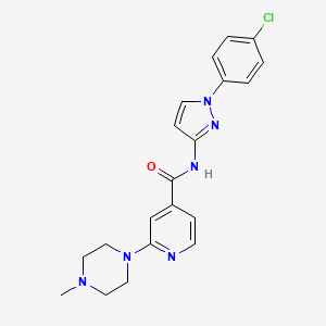 molecular formula C20H21ClN6O B7251908 N-[1-(4-chlorophenyl)pyrazol-3-yl]-2-(4-methylpiperazin-1-yl)pyridine-4-carboxamide 