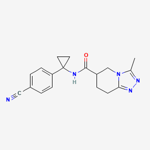 molecular formula C18H19N5O B7251929 N-[1-(4-cyanophenyl)cyclopropyl]-3-methyl-5,6,7,8-tetrahydro-[1,2,4]triazolo[4,3-a]pyridine-6-carboxamide 