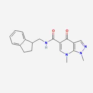 molecular formula C19H20N4O2 B7251941 N-(2,3-dihydro-1H-inden-1-ylmethyl)-1,7-dimethyl-4-oxopyrazolo[3,4-b]pyridine-5-carboxamide 