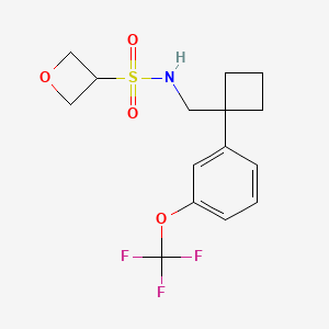 molecular formula C15H18F3NO4S B7252028 N-[[1-[3-(trifluoromethoxy)phenyl]cyclobutyl]methyl]oxetane-3-sulfonamide 