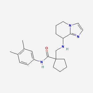 molecular formula C22H30N4O B7252065 N-(3,4-dimethylphenyl)-1-[(5,6,7,8-tetrahydroimidazo[1,2-a]pyridin-8-ylamino)methyl]cyclopentane-1-carboxamide 
