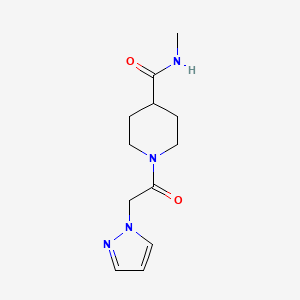 molecular formula C12H18N4O2 B7252909 N-methyl-1-(2-pyrazol-1-ylacetyl)piperidine-4-carboxamide 