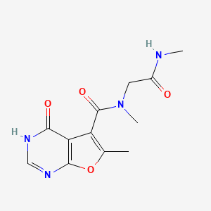molecular formula C12H14N4O4 B7252916 N,6-dimethyl-N-[2-(methylamino)-2-oxoethyl]-4-oxo-3H-furo[2,3-d]pyrimidine-5-carboxamide 