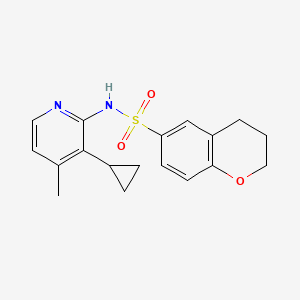 molecular formula C18H20N2O3S B7253040 N-(3-cyclopropyl-4-methylpyridin-2-yl)-3,4-dihydro-2H-chromene-6-sulfonamide 
