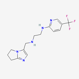 molecular formula C15H18F3N5 B7253430 N-(6,7-dihydro-5H-pyrrolo[1,2-a]imidazol-3-ylmethyl)-N'-[5-(trifluoromethyl)pyridin-2-yl]ethane-1,2-diamine 