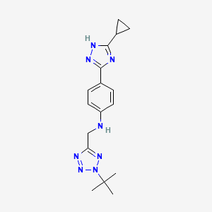 molecular formula C17H22N8 B7253434 N-[(2-tert-butyltetrazol-5-yl)methyl]-4-(5-cyclopropyl-1H-1,2,4-triazol-3-yl)aniline 