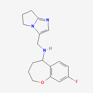 molecular formula C17H20FN3O B7253437 N-(6,7-dihydro-5H-pyrrolo[1,2-a]imidazol-3-ylmethyl)-8-fluoro-2,3,4,5-tetrahydro-1-benzoxepin-5-amine 