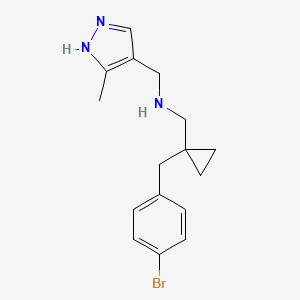 molecular formula C16H20BrN3 B7253458 N-[[1-[(4-bromophenyl)methyl]cyclopropyl]methyl]-1-(5-methyl-1H-pyrazol-4-yl)methanamine 