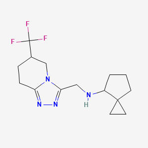 molecular formula C15H21F3N4 B7253466 N-[[6-(trifluoromethyl)-5,6,7,8-tetrahydro-[1,2,4]triazolo[4,3-a]pyridin-3-yl]methyl]spiro[2.4]heptan-7-amine 
