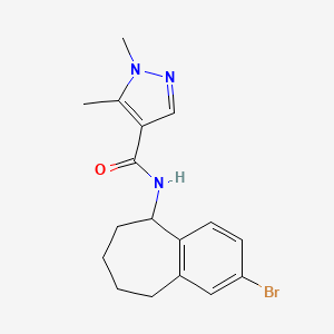 molecular formula C17H20BrN3O B7254252 N-(2-bromo-6,7,8,9-tetrahydro-5H-benzo[7]annulen-5-yl)-1,5-dimethylpyrazole-4-carboxamide 
