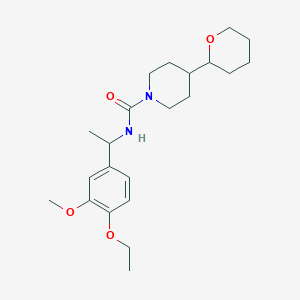 molecular formula C22H34N2O4 B7255193 N-[1-(4-ethoxy-3-methoxyphenyl)ethyl]-4-(oxan-2-yl)piperidine-1-carboxamide 