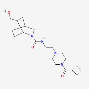 molecular formula C20H34N4O3 B7255321 N-[2-[4-(cyclobutanecarbonyl)piperazin-1-yl]ethyl]-6-(hydroxymethyl)-2-azabicyclo[2.2.2]octane-2-carboxamide 