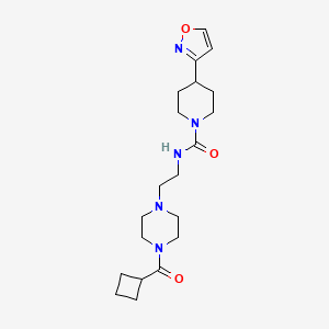 molecular formula C20H31N5O3 B7255328 N-[2-[4-(cyclobutanecarbonyl)piperazin-1-yl]ethyl]-4-(1,2-oxazol-3-yl)piperidine-1-carboxamide 