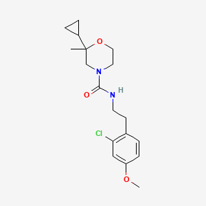 molecular formula C18H25ClN2O3 B7255379 N-[2-(2-chloro-4-methoxyphenyl)ethyl]-2-cyclopropyl-2-methylmorpholine-4-carboxamide 