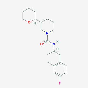 molecular formula C21H31FN2O2 B7255546 N-[1-(4-fluoro-2-methylphenyl)propan-2-yl]-3-(oxan-2-yl)piperidine-1-carboxamide 