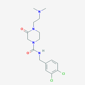 molecular formula C16H22Cl2N4O2 B7255639 N-[(3,4-dichlorophenyl)methyl]-4-[2-(dimethylamino)ethyl]-3-oxopiperazine-1-carboxamide 