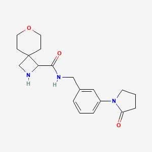 molecular formula C19H25N3O3 B7255841 N-[[3-(2-oxopyrrolidin-1-yl)phenyl]methyl]-7-oxa-2-azaspiro[3.5]nonane-3-carboxamide 