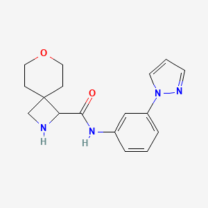 molecular formula C17H20N4O2 B7255845 N-(3-pyrazol-1-ylphenyl)-7-oxa-2-azaspiro[3.5]nonane-3-carboxamide 