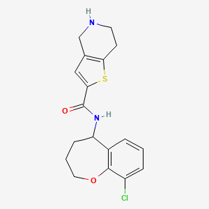 molecular formula C18H19ClN2O2S B7255870 N-(9-chloro-2,3,4,5-tetrahydro-1-benzoxepin-5-yl)-4,5,6,7-tetrahydrothieno[3,2-c]pyridine-2-carboxamide 
