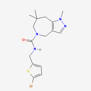 molecular formula C16H21BrN4OS B7256509 N-[(5-bromothiophen-2-yl)methyl]-1,7,7-trimethyl-6,8-dihydro-4H-pyrazolo[4,3-c]azepine-5-carboxamide 