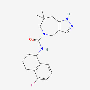 molecular formula C20H25FN4O B7256546 N-(5-fluoro-1,2,3,4-tetrahydronaphthalen-1-yl)-7,7-dimethyl-1,4,6,8-tetrahydropyrazolo[4,3-c]azepine-5-carboxamide 