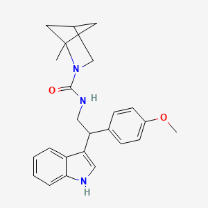 molecular formula C24H27N3O2 B7256737 N-[2-(1H-indol-3-yl)-2-(4-methoxyphenyl)ethyl]-1-methyl-2-azabicyclo[2.1.1]hexane-2-carboxamide 