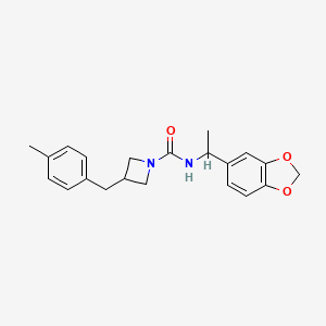 molecular formula C21H24N2O3 B7256805 N-[1-(1,3-benzodioxol-5-yl)ethyl]-3-[(4-methylphenyl)methyl]azetidine-1-carboxamide 