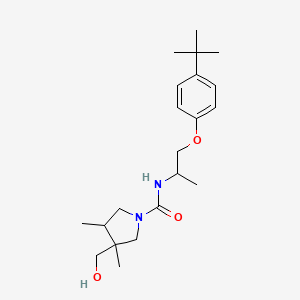 molecular formula C21H34N2O3 B7256881 N-[1-(4-tert-butylphenoxy)propan-2-yl]-3-(hydroxymethyl)-3,4-dimethylpyrrolidine-1-carboxamide 