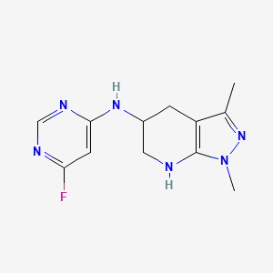 molecular formula C12H15FN6 B7256910 N-(6-fluoropyrimidin-4-yl)-1,3-dimethyl-4,5,6,7-tetrahydropyrazolo[3,4-b]pyridin-5-amine 