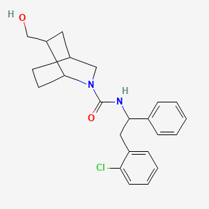 molecular formula C23H27ClN2O2 B7256920 N-[2-(2-chlorophenyl)-1-phenylethyl]-6-(hydroxymethyl)-2-azabicyclo[2.2.2]octane-2-carboxamide 