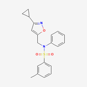 molecular formula C20H20N2O3S B7256951 N-[(3-cyclopropyl-1,2-oxazol-5-yl)methyl]-3-methyl-N-phenylbenzenesulfonamide 