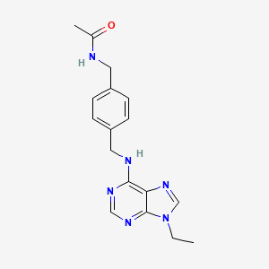 molecular formula C17H20N6O B7257042 N-[[4-[[(9-ethylpurin-6-yl)amino]methyl]phenyl]methyl]acetamide 