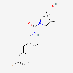 molecular formula C19H29BrN2O2 B7257072 N-[2-[(3-bromophenyl)methyl]butyl]-3-(hydroxymethyl)-3,4-dimethylpyrrolidine-1-carboxamide 