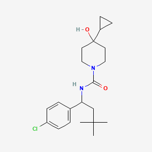 molecular formula C21H31ClN2O2 B7257117 N-[1-(4-chlorophenyl)-3,3-dimethylbutyl]-4-cyclopropyl-4-hydroxypiperidine-1-carboxamide 